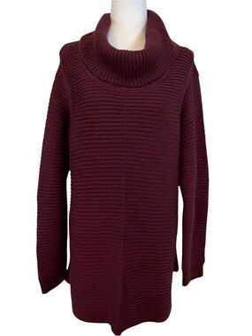 Calvin Klein Ribbed Cowl Neck Tunic Sweater - Wine Women’s size 1X